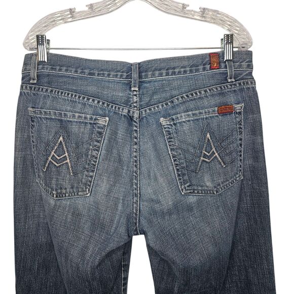 7 for all Mankind Men's Jeans A Pocket Relax Button Fly 34x30 Straight Leg Blue - Picture 1 of 10